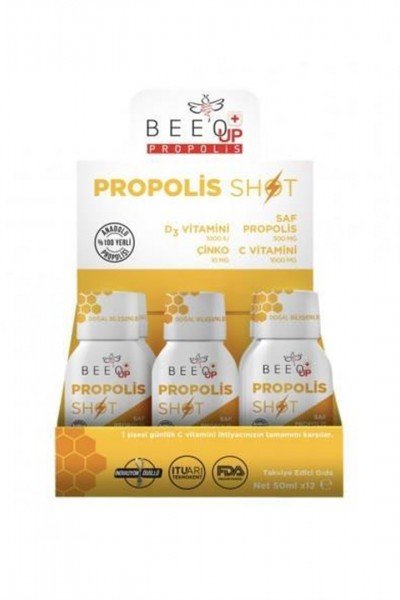 Beeo Up Propolis Çinko+D3+C Vitamini Shot - 50ml x 12 Adet