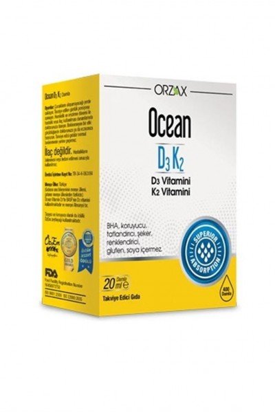 Orzax Ocean Vitamin D3K2 Damla 20 ml